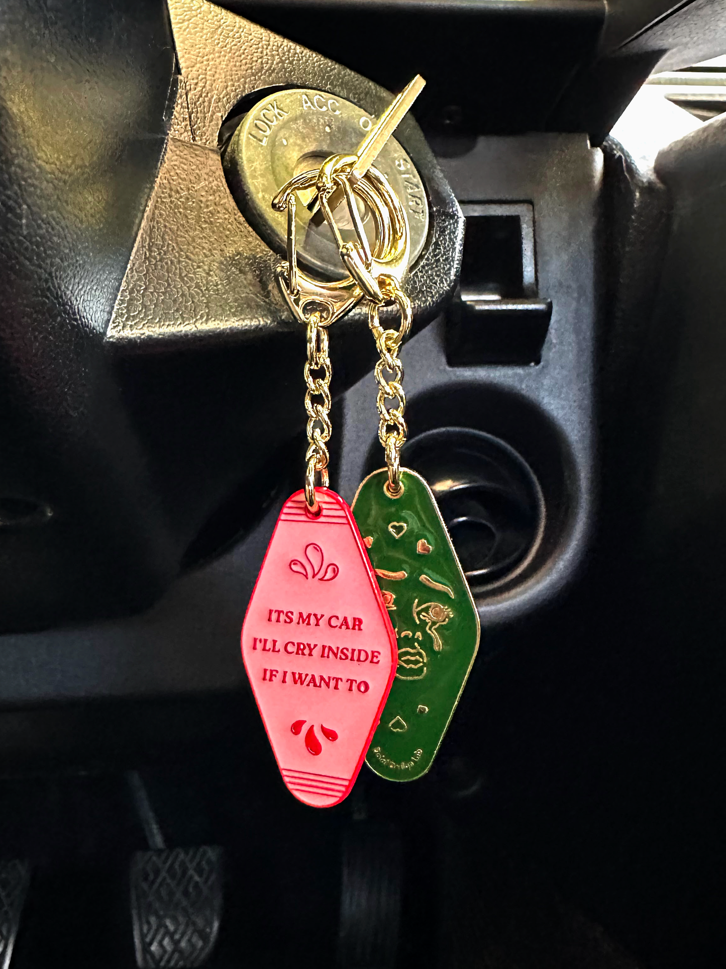 Crying in the car keychain