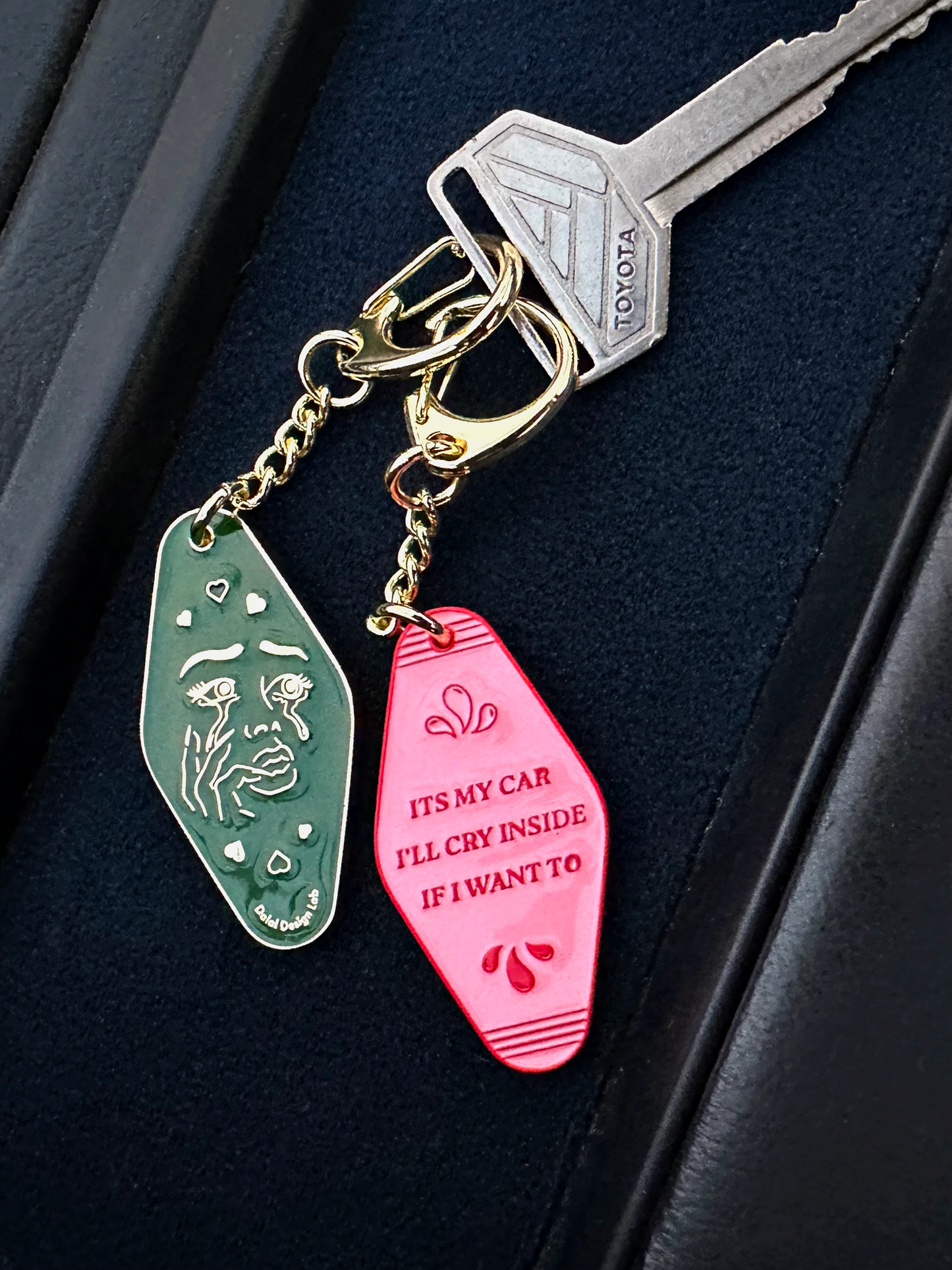 Crying in the car keychain
