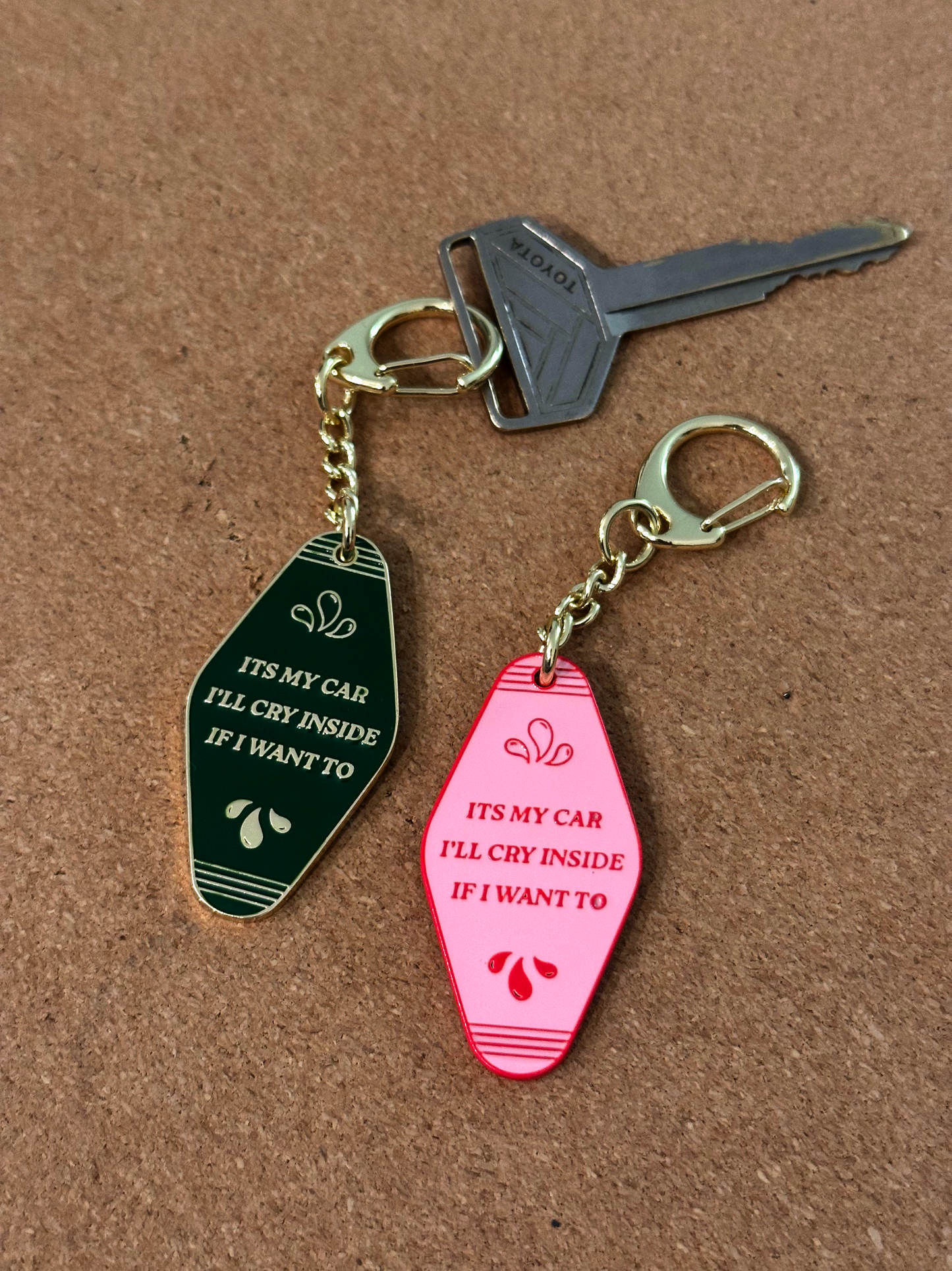 Crying in the car keychain